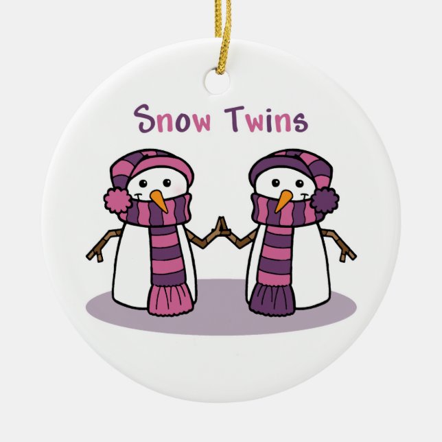 Snow Twins Girls Ceramic Ornament (Front)