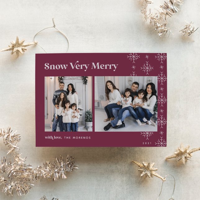 Snow Very Merry | Modern Snowflakes Photo Holiday  (Creator Uploaded)