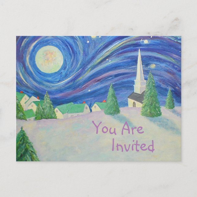 Snow Village Invitation Postcard (Front)