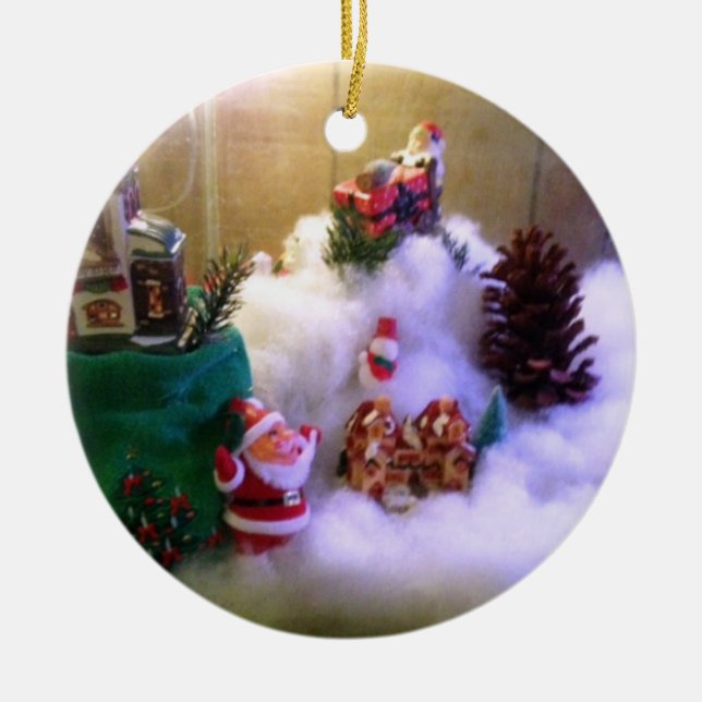 Snow Village -Terrarium Photo-  Ceramic Ornament (Front)