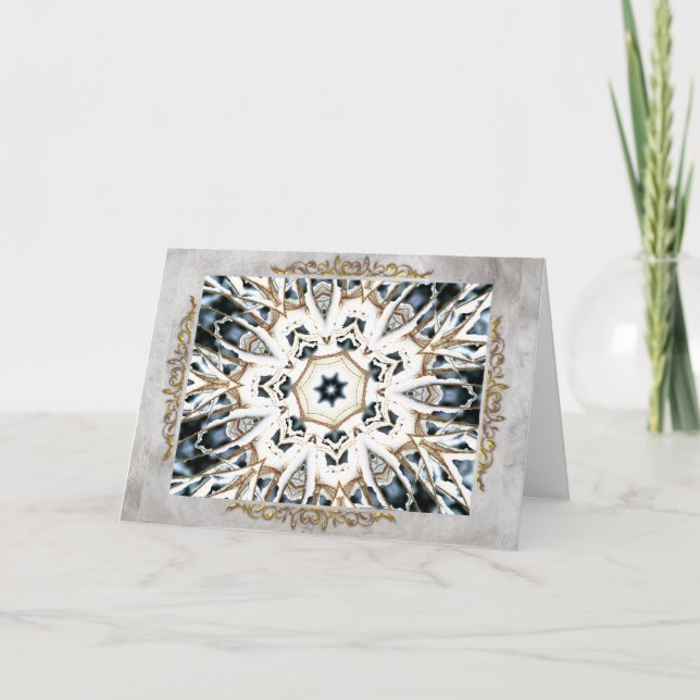 Snow Web with Gold Flourish Thank You Card (Front)