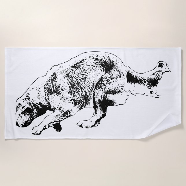 Snow-Week Runner, Simple Silhouette Beach Towel (Front)
