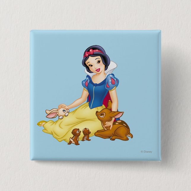 Snow White and Animal Friends 2 Inch Square Button (Front)