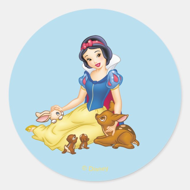 Snow White and Animal Friends Classic Round Sticker (Front)