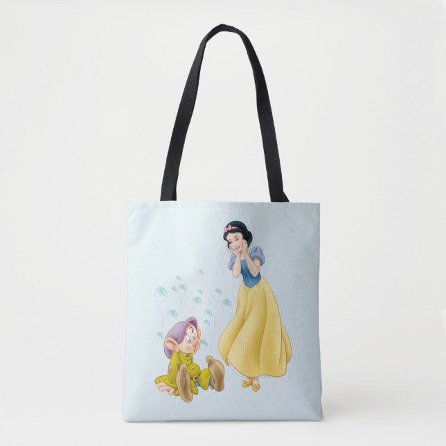 Snow White and Dopey Bubbles Tote Bag (Front)