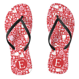 Snow White and Friends Pattern   Monogram Flip Flops