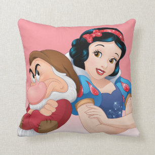 Snow White And Grumpy Throw Pillow
