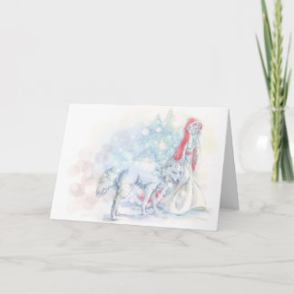 Snow White and Little Red Holiday Card