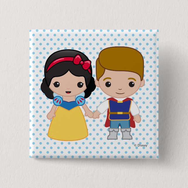 Snow White and Prince Charming Emoji 2 Inch Square Button (Front)