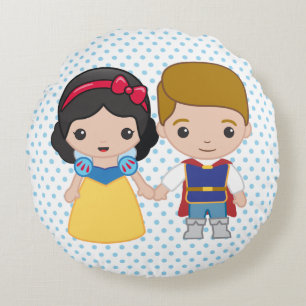 Snow White and Prince Charming Emoji Round Pillow