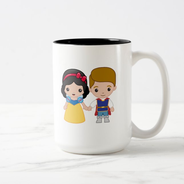 Snow White and Prince Charming Emoji Two-Tone Coffee Mug (Right)