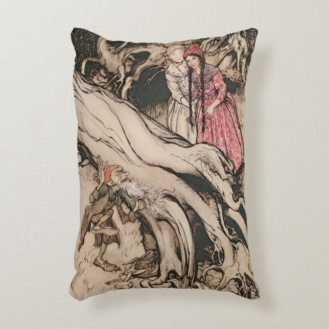 Snow White and Rose Red by Arthur Rackham Accent Pillow (Front(Vertical))