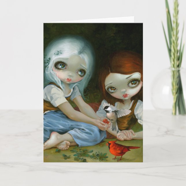 "Snow White and Rose Red" Greeting Card (Front)