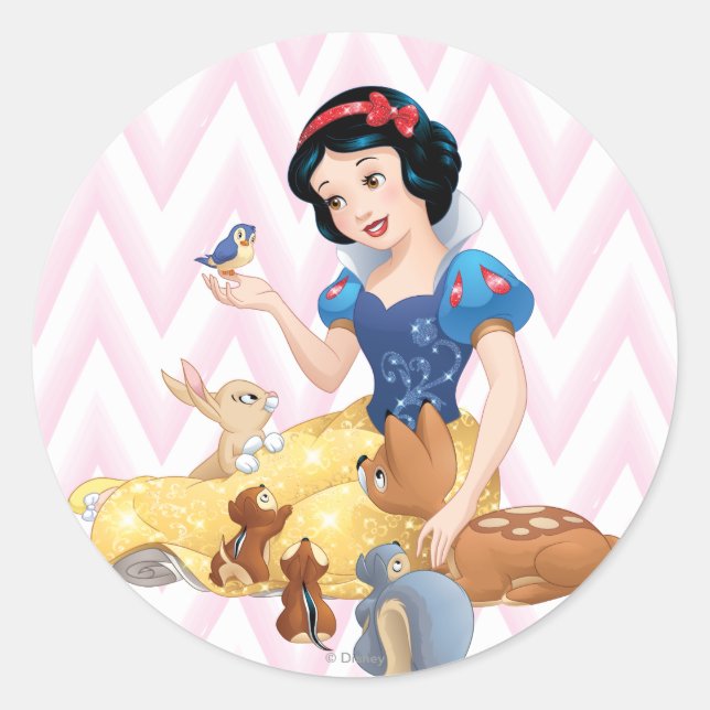 Snow White and the Forest Animals Classic Round Sticker (Front)