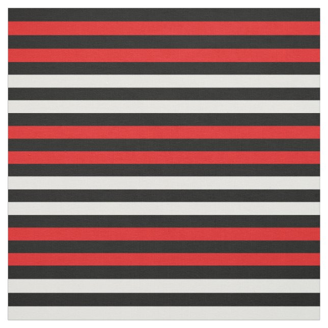 Snow white, Bright red, midnight black stipe Fabric (Swatch)