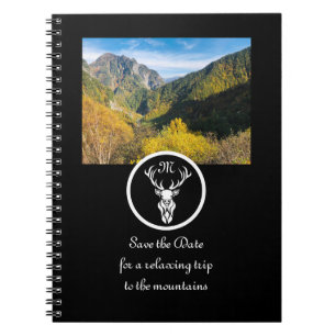 Snow White Buck Silhouette Monogram Photo Notebook