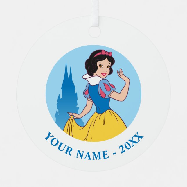 Snow White & Castle Graphic Metal Ornament (Front)