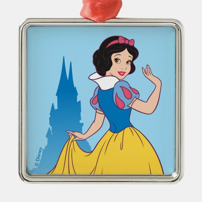 Snow White & Castle Graphic Metal Ornament (Front)
