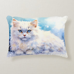 Snow White Cat Accent Pillow