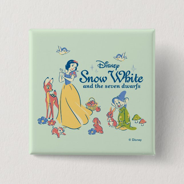 Snow White & Dopey with Friends 2 Inch Square Button (Front)