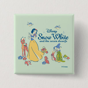 Snow White & Dopey with Friends 2 Inch Square Button