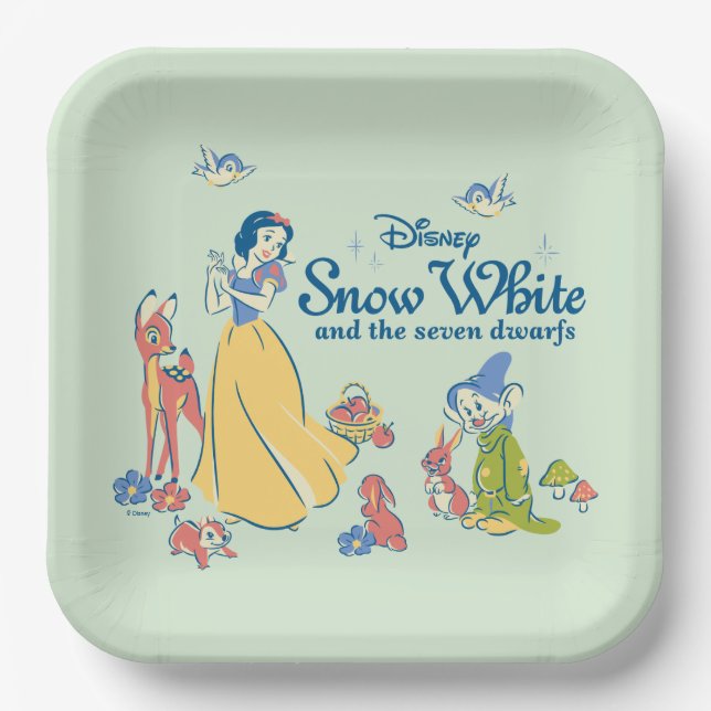 Snow White & Dopey with Friends Paper Plate (Front)