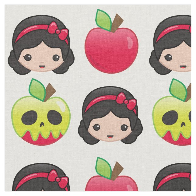 Snow White Emoji Land Pattern Fabric (Close Up)