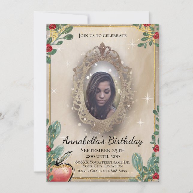 Snow White Fairy Tale Magic Mirror Photo Invitation (Front)