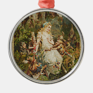 Snow White German Fairy Tale Illustration Metal Ornament