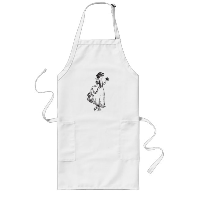 Snow White | Holding Apple - Elegant Sketch Long Apron (Front)