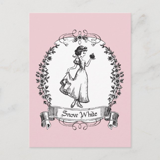Snow White | Holding Apple - Elegant Sketch Postcard (Front)