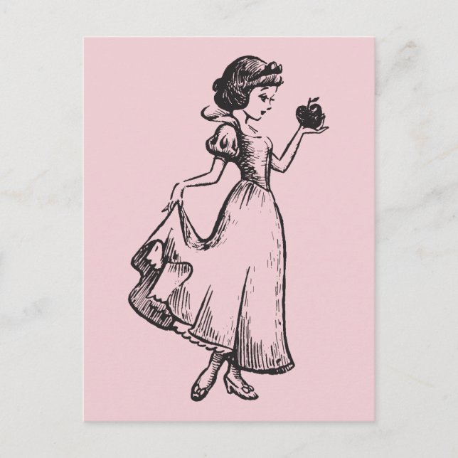 Snow White | Holding Apple - Elegant Sketch Postcard (Front)