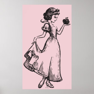 Snow White   Holding Apple - Elegant Sketch Poster