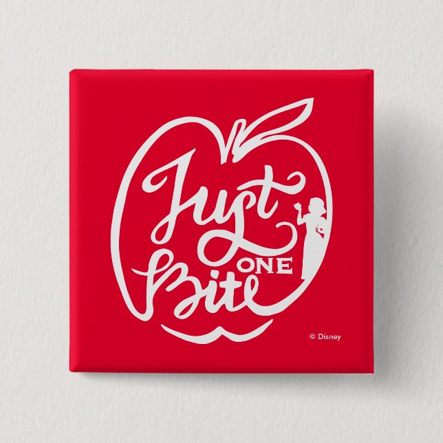 Snow White | Just One Bite - White 2 Inch Square Button (Front)