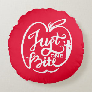 Snow White   Just One Bite - White Round Pillow