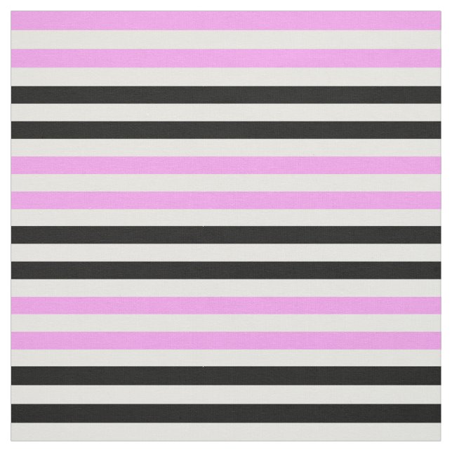 Snow white, Light pink, midnight black stipe Fabric (Swatch)