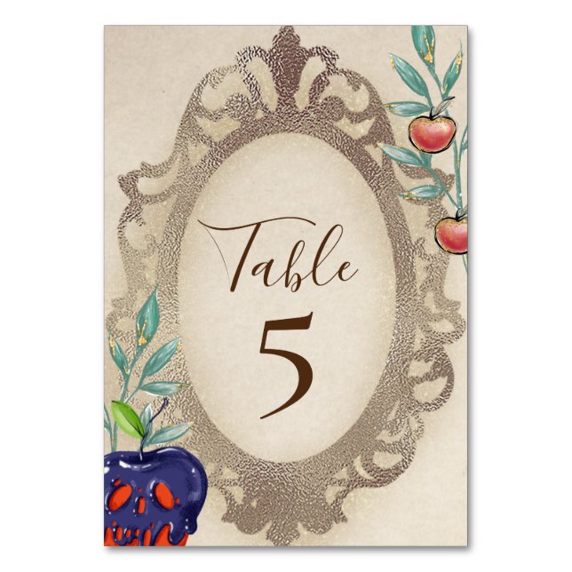 Snow White Mirror Enchanted Fairy Tale Table Number (Front)