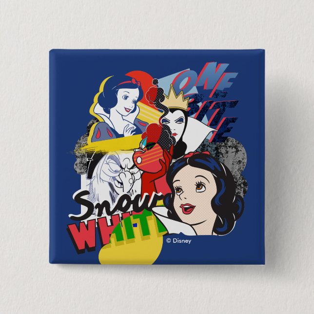 Snow White | One Bite 2 Inch Square Button (Front)