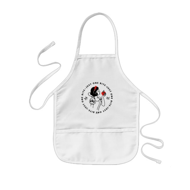 Snow White Outline Graphic "Just One Bite" Kids Apron (Front)