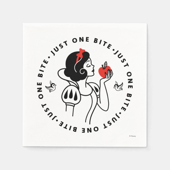 Snow White Outline Graphic "Just One Bite" Napkin (Front)