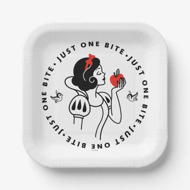 Snow White Outline Graphic "Just One Bite" Paper Plate (Front)