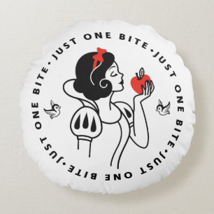 Snow White Outline Graphic "Just One Bite" Round Pillow