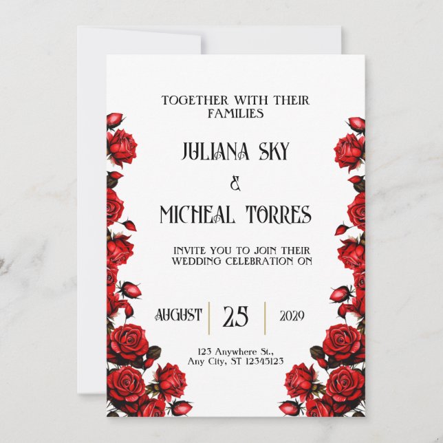Snow White Red Roses Wedding  Invitation (Front)