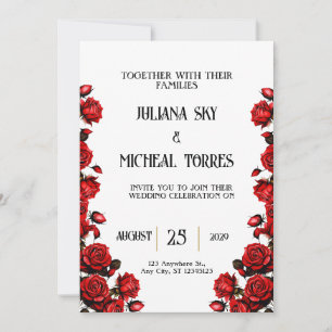 Snow White Red Roses Wedding  Invitation