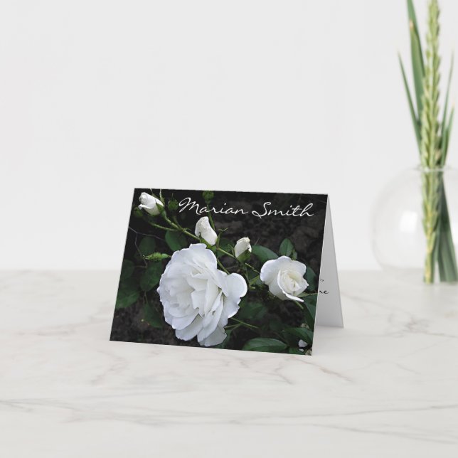 Snow White Rose  - Placecard Holiday Card (Front)