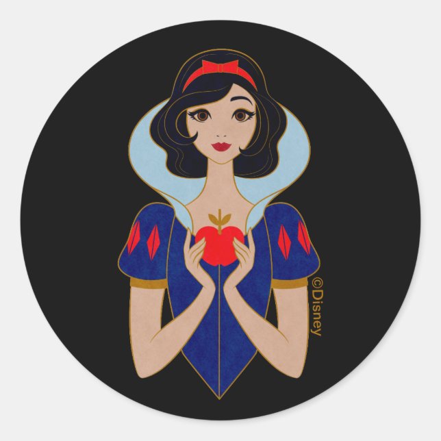 Snow White Stylized Character Badge Classic Round Sticker (Front)