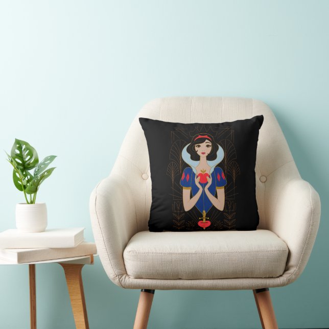 Snow White Stylized Character Badge Throw Pillow (Chair)
