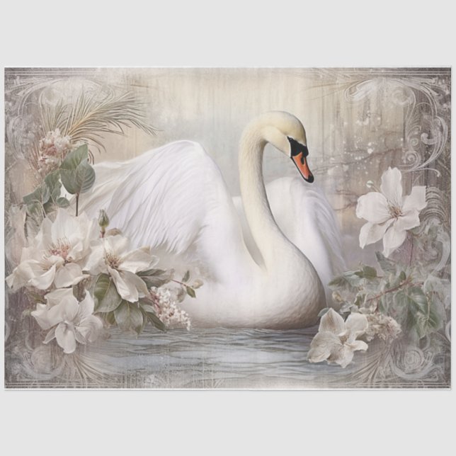 Snow White Swan Tissue Paper (Front)