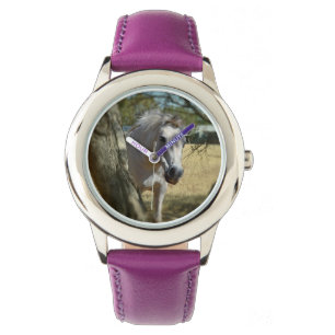 Snow White The Horse, Kids Purple Leather Watch