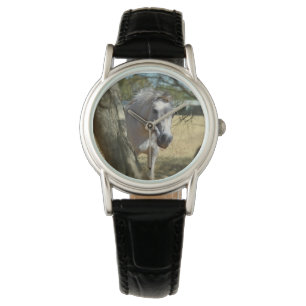 Snow White The Horse, Ladies Black Leather Watch